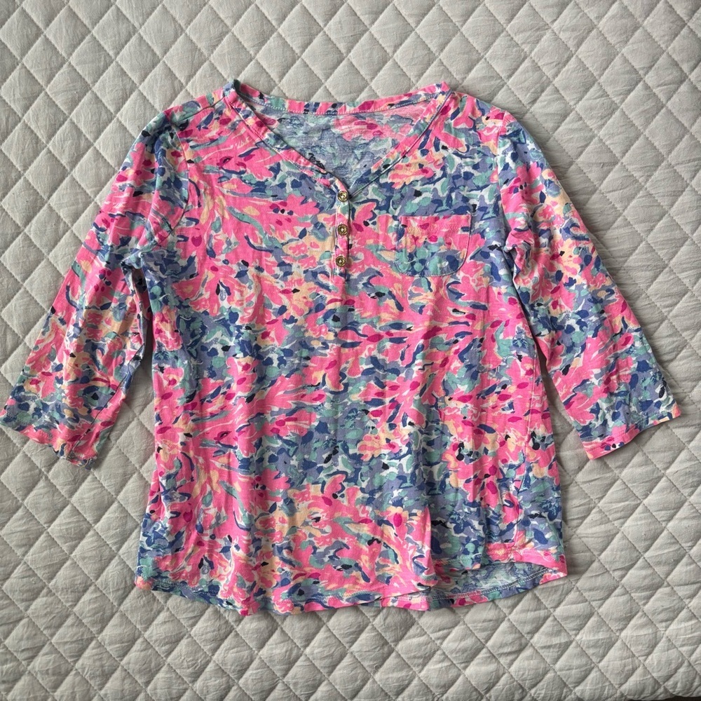Lilly Pulitzer Pink and Blue Girls Blouse